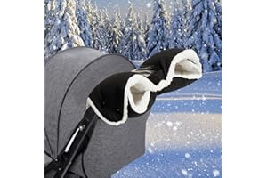 SUUESS Pram Hand Muff - Universal Winter Waterproof Windproof Fleece Pram Gloves for Stroller,Thick Anti-Freeze Pushchair Hand Muff,Warm Pram Mittens for Parents,Essential Pram Accessories for Buggy