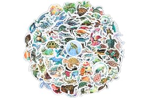 GEEHUA Lot de 100 autocollants tortue de mer imperméables et colorés, autocollants animaux marins mignons pour scrapbooking, skateboard, ordinateur portable pour enfants filles adolescents et adultes