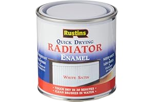 RUSTINS Quick Drying Radiator Enamel Satin 250ml– Durable, Long-Lasting Finish for Radiators That Stands the Test of Time