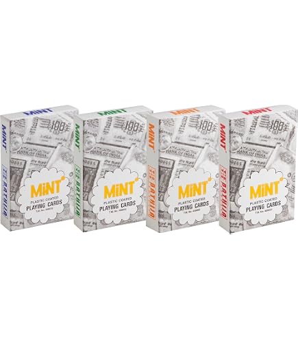 Mint Gold Paper Playing Cards (Set of 4), Bridge Size, Multicolor