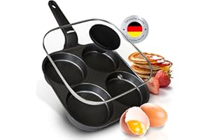 endusor Spiegeleipfanne induktionsgeeignet (21cm) mit Deckel - Eierpfanne & Pancake Pfanne mit Antihaft-Beschichtung für [ Induktion Gas Ceran Elektro] Egg Pan Augenpfanne für Spiegelei Ei