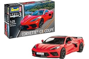 Revell Kit modellino I Corvette C8 Coupé I Livello Dettagliato 3 Kit Auto I 100 Pezzi I Scala 1:25 I per Bambini e Adulti dai 10 Anni in su
