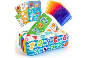 EFO SHM Jouet Bebe Montessori Jouets D'éveil Boîte à Tissus pour bébé Jouet pour Bébé Sensoriel Montessori de 6 à 36 Mois