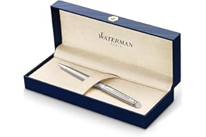 Waterman Hémisphère stylo bille luxe | acier inoxydable avec attributs chromés | pointe moyenne | encre bleue | coffret cadeau