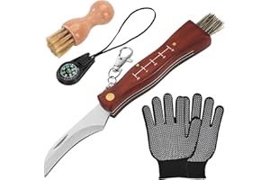 GVDV Navaja para Setas, con Cepillo de Setas, Brújula y Guantes, Cerdas de jabalí