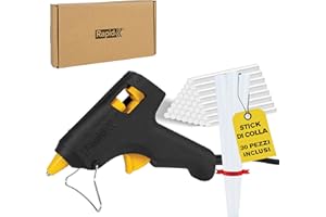 Rapid Pistola per Colla a Caldo Hobby con 30 Stick di Colla Trasparenti da 7 mm per il Fai da Te, Decorazioni e Riparazioni, Flusso di Colla da 100 g/h, Tempo di Riscaldamento di 10 Minuti