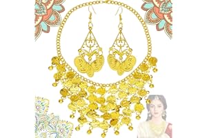 LANKAI Bijoux, Parure Bijoux Femme pour Danse Orientale, Collier Doré et Accessoires, Robe Danse Orientale Accessoiriser, Parfait pour Accessoiriser Votre Danse du Ventre Vêtements