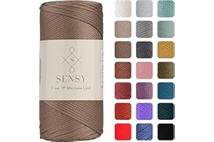 S SENSY Sensy Premium 2 mm 230 Meter Polyester-Seil, 100% Polypropylen-Kordel Makramee-Kordel 2 mm Häkeltasche Kordel Makramee Seil Häkelgarn Geschenk für Strickwaren (Nerz)