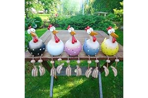 ERRCOM Keramik Huhn Gartendeko, Tierfigur Gartenstecker Keramikfigur Handarbeit Ornament, Gartendeko Huhn Deko,Handarbeit Gartenstatue Dekorative Henne Huhn Gartenstecker,Gartenfigur Gartendekoration