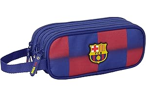 Safta F.C. Barcelona 1ª EQUIPACIÓN 25/26 - Estuche Infantil Triple Cremallera, Ideal para Niños de 5 a 14 Años, 21x7x8.5 cm