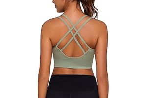 Leversic Sujetador Deportivo Mujer Sujetador de Yoga Acolchado Sujetador Deportivo de Impacto Medio Top Corto con Espalda Cruzada con Tiras para Fitness Yoga Gimnasio