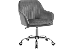 ‎SONGMICS SONGMICS Krzesło biurowe, obrotowe z aksamitnym pokryciem, wyściełane pianką, z regulacją wysokości, do gabinetu, baru, jasnoszare OBG012G01