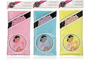 Salux Nylon Japanese Beauty Skin Bath Wash Cloth/Towel (3) Blue Yellow And Pink
