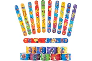 NTGFU Slap Bands, 10Pcs Colorful Superheroes Silicone Poppy Snap Bands Bracelets Wristband for Halloween Christmas Birthday Party Bags Fillers for Kids Boys Girls Pass the Parcel Gifts