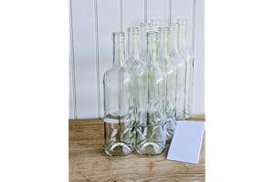 OOPS TOYS 16x Weinflasche 750 ml ohne/mit natürlichen Weinkorken - Weiß Glasflasche mit Etiketten - Leere Flasche Likör - Weinflaschen aus Glas - Glasflasche Leere Flasche (16 Stk. ohne Korken)