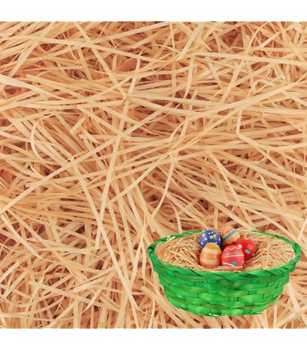 300g Papier Déchiqueté Raffia Verte - Remplissage Panier Cadeau Pâques, Frisure Emballage Et Décoration Boîte Cadeau