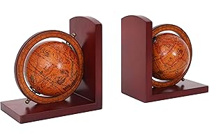 Mendler 2 x podpórka na książki HWC-B79, podpórka na książki globus kula ziemska, brązowa