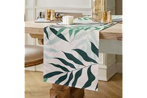 INHOBBOK Runner da Tavola Verde Foglia Runner da Tavolo Moderno Runner Tavola Poliestere Lavabile Runner Decorazione per Tavolo da Pranzo per Sala da Pranzo Matrimoni Picnic Feste Agriturismo 40x140cm