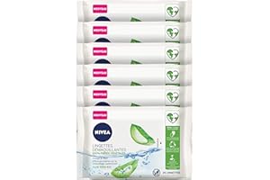 ‎NIVEA NIVEA Chusteczki do demakijażu Aloe Vera 100% Włókna roślinne (6 x 25 szt.) do demakijażu do wszystkich rodzajów skóry, biodegradowalne chusteczki czyszczące - 150 sztuk