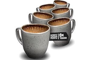 Moritz & Moritz ORGANIC Kaffeetassen Set 6er - Kaffeebecher Set Beige aus robustem Steinzeug mit einzigartigem Farbverlauf - Spülmaschinengeeignetes Tassenset