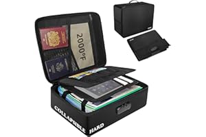 ‎ENGPOW Dokumententasche Feuerfest mit Schloss,Faltbare,Harte Aktenbox Dokumentenbox für zu Hause,Büro,Aufbewahrungsbox, Aufbewahrung Wichtiger Dokumente,Bargeld,Reisepass,Rechnung,Zertifikate,Skarten