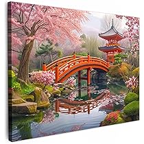 Tableau Toile Arttor 100x40cm - Impression Japon, Cerisier Rose - Décoration Murale