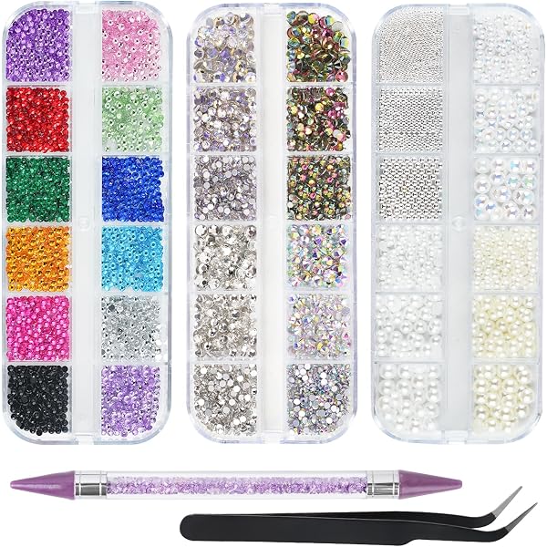 2 Packungen Nail Art Strasssteine – Flatback Glas-Diamanten In Mischfarben, Für Nageldesign & DIY