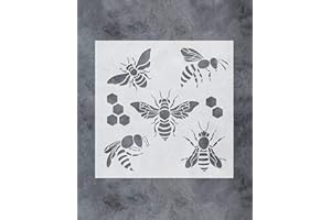 G GSS DESIGNS GSS Designs Bee Stencil Honeycomb Stencils - 12 x 12 Inches, Reusable Vintage Chic Style for Painting Furniture, Wood Signs, Baking, Crafts, Wall Pillows, DIY Art
