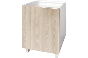 BERLIOZ CREATIONS Berlioz créations Cassetta Bas da Cucina 1 Anta 60, Legno ingegnerizzato, Frassino sabbiato, 60 x 52 x 83 cm