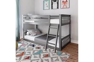 ‎MAX & LILY Max & Lily platzsparendes niedriges Etagenbett für Kinder, aus neuseeländischem Kiefernholz, inklusive Lattenrost, 200x90cm-Bettgestell auf beiden Etagen, für Jungen & Mädchen, grau