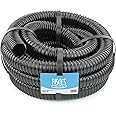 Pisces Flexible Pond Hose Pipe | 50mm (2 inch) x 5 Metre Roll | Corrugated Black Tubing For Filter Pumps and UVC systems