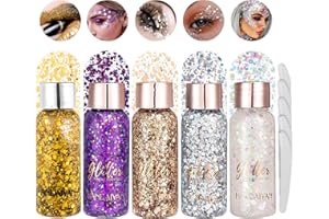 YGACHE Purpurina Maquillaje 5 Piezas Glitter Cara Corporal Pelo Brillos Brillo Brillantina Facial Gliter Brillantes Purpurina LíQuida Maquillaje Face Glitters Paillette Corps Paillettes Paillette Corps