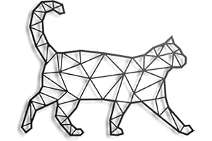 KELULY Decoración de metal. Escultura de pared flotante, con sombras, de acero. (43 x 31 cm., Gato caminando)