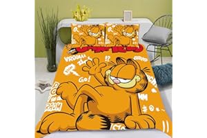 SMNVCKJ Juego de cama infantil con diseño de dibujos animados Garfield, de microfibra, con cremallera, para niños y jóvenes (11,200 x 200)