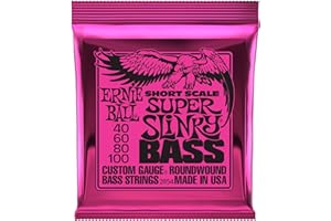 Ernie Ball Super Slinky Cordes filées en nickel, diapason court, pour basse, calibre 45-100