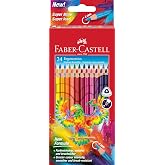 FABER-CASTELL 116544 Triangular Coloured Pencils Set of 24 Coloured Pencils for Children and Adults - Break-Resistant Lead |