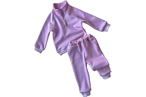 DreamBuy Chándal con forro polar para niños, 2 piezas, chándal para niños y niñas, algodón acanalado