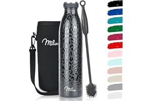 Milu Bouteille d'eau en Acier Inoxydable - Double paroi isolée sous vide - Bouche Standard Gourde - 350ml 500ml / 750ml / 1000ml/ 1.5l - sans BPA - Thermo Gourde Bouteilles (Black Leopard, 750ml)