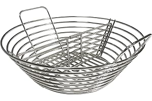GRILLJOB Kamado Joe Classic Large Green Egg Basket - Braciere a carbonella con divisore, in acciaio inox, adatto per 45,7 cm Big Green Egg Accessories, Kamado Joe Classic Large Green Egg Basket