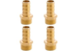 OMZSXK Ugello per tubo flessibile in ottone G1/2" (Ø20,3mm) maschio x ugello 1/2",4pz Raccordo portagomma Raccordo filettato 13mm barb x adattatore tubo G1/2”,Raccordo per ugelli per tubi flessibili