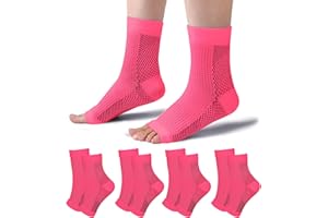 TOMILIOLD 4 Paar Kompressionssocken Damen Herren Sprunggelenkbandage Knöchelbandage Achillessehne Bandage Fußgelenk Orthopädische Kompressionssocken Fußbandage