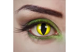 aricona Lentilles de contact jaunes - Glowing Wildcat - 2 pièces – colorées - pour Halloween, cosplay, carnaval, fêtes à thème et soirées déguisées – sans correction