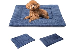 BVAGSS Tapis de Lit pour Chien, Élégant Tapis de Couchage Réversible, Lit pour Chien Mousse Haute Densité, Coussin Lavable pour Animaux de Compagnie Adapté XH079 (60x45x4cm,Navy)