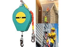 IELSH Dispositivo Anticaídas Retráctil, 3-20m Línea de Vida Retráctil, Limitador de Caída Personal, Equipos Anticaída Retractil para Techos y Construcción, Carga:150kg(Size:5m)