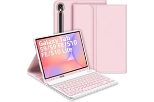 Bettdow Funda con Teclado para Samsung Galaxy Tab S10 Lite/S10 FE 10,9" 2025, Desmontable Español Ñ Teclado con Funda para Galaxy Tab S10 FE/Tab S9 FE 10,9 Pulgadas/Tab S9 11 Pulgadas, Rosa