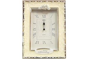 benerini Happy 25th Silver Wedding Anniversary Quartz Table Clock Gift Present
