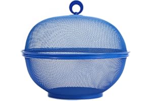 tinysiry Cesta de frutas de malla con tapa, cesta de drenaje de cocina de acero inoxidable, soporte para frutas y verduras con tapa, cesta de drenaje de verduras para lavar, soporte para almacenamien