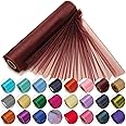 29cm x 25m Roll of Organza Sheer Fabric - Elegant Decorative Cloth for Wedding Chair Bows, Table Runners, Party Favours - Crafting Supplies for Ribbons, Dress Accents,and Bags, Burgundy