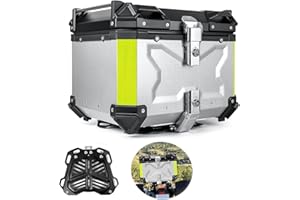 CCACHE Motorrad Topcase Alu Reisen Motorradkoffer Helmkoffer Wasserdicht Top Case Gepäckträger Koffer 45L 55L 65L 80L 100L Heckkasten Aufbewahrungsbox Für Roller, Mofa, Quad, Mit Platte (Color : Silber, SI