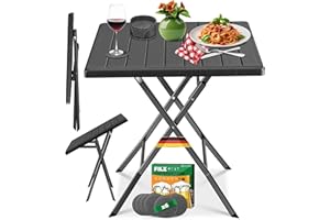 ‎KESSER KESSER® Balkontisch klappbar | Wetterfest/UV-beständig | Balkonmöbel | Beschichteter Stahl & Holz-Optik | Outdoor Gartentisch | Gartenmöbel mit 6 Filz-Untersetzer | Bistrotisch bis zu 100 kg belastbar